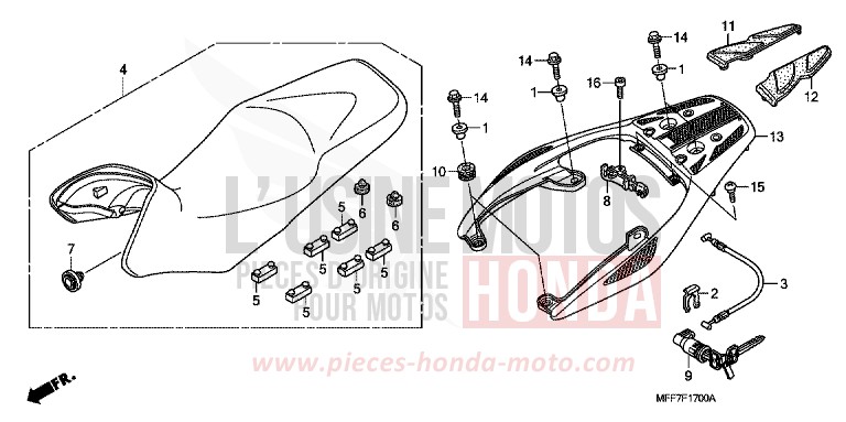 SEAT/REAR CARRIER for TRANSALP ABS PEARL CONCOURS BLACK (NHA65) from 2009